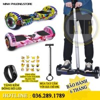 Xe Cân Bằng Điện, Xe Điện Cân Bằng 2 bánh lớn 6.5 inch - Nhạc - Bluetooth tặng miếng bảo vệ + đồng hồ LED