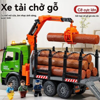 xe cần cẩu đồ chơi Quá Khổ Gỗ Vận Chuyển Đồ Chơi Trẻ Em Xe Mô Phỏng Xe Tải Đổ Kỹ Thuật Xe Tải Mô Hình Cần Cẩu Gỗ