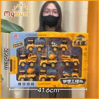 Xe cần cẩu đồ chơi xe ben xe bồn trộn bê tông công trường đồ chơi bộ xe công trình cho bé trai