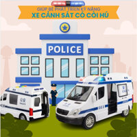 Xe cảnh sát đồ chơi T.C.Z. bằng nhựa an toàn cho bé, loại dùng pin, mô hình xe cảnh sát ô tô có đèn và nhạc.
