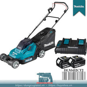 Xe cắt cỏ đẩy dùng pin Makita DLM432CT2 36V (Sạc 2 cổng(DC18SH), 2 pin 5.0Ah(BL1850B))