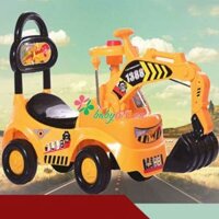 Xe cẩu chòi chân xe múc đất, xúc đất cho bé 1388 có gầu múc, nhạc, tựa lưng