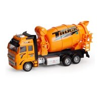 Xe chở bê tông đồ chơi trẻ em tỉ lệ 1:38 xe chạy cót có cabin màu đỏ bằng kim loại chống gỉ