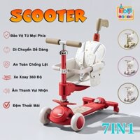 Xe Chòi Chân 7in1 Có Đệm Ghế Ngồi Cho Bé - Xe Trượt Scooter Có Thể Gấp Gọn Mang Đi Tiện Lợi - Chất Liệu Nhựa PP Cao Cấp