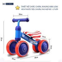 Xe chòi chân cho bé 1-2 tuổi, KHUNG KIM LOẠI, BÁNH CAO SU BBT Global Q4