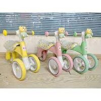 Xe chòi chân hình gấu cao cấp cho bé, Xe chòi chân 3 bánh thăng bằng màu pastel siêu yêu CÓ NHẠC.