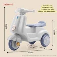 Xe chòi chân Vespa ba bánh cho bé 1-3 tuổi có nhạc đèn