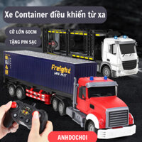 Xe container cỡ lớn điều khiển RC 2.4G đầu kéo có thể tháo rời thùng, vận chuyển hàng hóa Anhdochoi