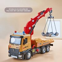 XE CỨU HỘ GIAO THÔNG BẰNG KIM LOẠI CÓ CẦN CẨU XOAY 360 ĐỘ, CÓ ÂM THANH, ÁNH SÁNG