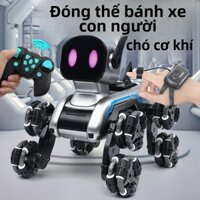 Xe cứu hỏa 2 giờ, đồ chơi robot chó thông minh điều khiển từ xa, 8 bánh xe linh hoạt