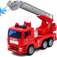 Xe cứu hoả điều khiển, xe cứu hoả phun nước thật có thang gấp kéo dài xoay chuyển linh động cho bé