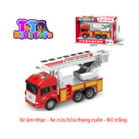 Xe cứu hỏa thang cuốn có đèn có nhạc - Đỏ trắng