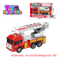 Xe cứu hỏa thang trượt có đèn có nhạc - Đỏ