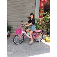 Xe Đạp 20 Inch Hàng Chuẩn Công Ty Tango Tặng Kèm Đệm Sau Cho Bé Gái 7-10 Tuổi