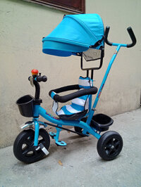 Xe đạp 3 bánh cần đẩy JH202 có bàn đạp, mái che, bảo hiểm, để chân