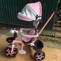 XE ĐẠP 3 BÁNH CÓ TAY ĐẨY, XE CÓ MÁI CHE CHO BÉ, XE ĐẠP CHÂN CÓ CÁN ĐẨY