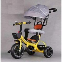 Xe đạp 3 bánh mái che có tay đẩy yên da
