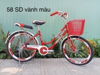 Xe đạp 58 sườn đôi vành màu (Đỏ)