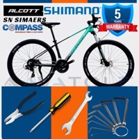 Xe đạp địa hình ALCOTT AH-30, Khung sườn hợp kim nhôm cao cấp SIZE 15.5, Bộ truyền đồng FULL SHIMANO, Màu xanh ngọc đen