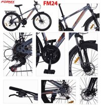 Xe Đạp Địa Hình FM24 - Fornix -Vong bánh 24 - Bảo Hành 12 Tháng - Xám cam