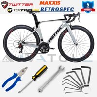 Xe đạp đua 2022 Twitter R5, khung sườn Carbon size 46/48, Bộ truyền động Retrospec 22s, Phanh V Tektro, màu đen xám