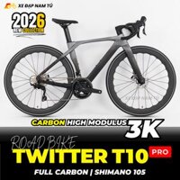 XE ĐẠP ĐUA TWITTER T10 PRO [2026] FULL CARBON, 2 MÓN SHIMANO 105 CAO CẤP, VÀNH CARBON GỢN SÓNG