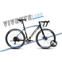 Xe đạp đua VIVENTE LINE, Khung sườn hợp kim thép Cao Cấp, Hệ thống truyền động Shimano 21 tốc độ, Màu Xanh Dương Đen