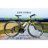 Xe đạp đường trường Life FCR22, Khung sườn hợp kim nhôm cao cấp, Bộ truyền động Shimano, Bánh xe 700x28c, Màu Xanhlá đen