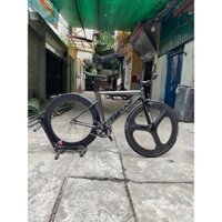 Xe đạp fixed gear Gray f15 có phanh tay ngang, vành trước 3 đao carbon mới 100% (Vui lòng chat với shop trước khi đặt)