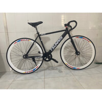 Xe Đạp Fixed Gear & Single, Đen Nhám - Vành Trắng/Đen 4Phân