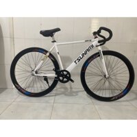 Xe Đạp Fixed Gear & Single Speed.Trắng - Vành Trắng/Đen