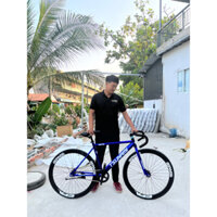 XE ĐẠP FIXED GEAR & SINGLE SPEED MÀU XANH DƯƠNG VÀNH ĐEN (TẶNG KÈM STRAP)