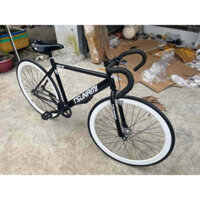 Xe Đạp Fixed Gear & Single Speed.Đen Bóng - Vành Trắng.(Tặng Strap)