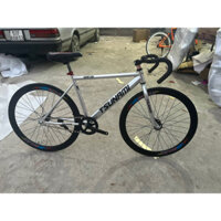 xe đạp Fixed Gear & Tsunami xám ghi bánh TRẮNG / ĐEN ( KÈM STRAP )