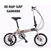 Xe đạp gấp mini SANHEM, khung hợp kim thép, bánh xe 14-16inch, phanh đĩa đôi, xe đạp thể thao gọn nhẹ