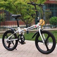 Xe đạp gấp Shibomei bánh 20inch, có chắn bùn và ghế ngồi sau - xe đạp số siêu nhẹ, tiện lợi -Kèm video, thực tế 100%