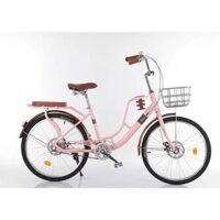 Xe đạp mini Aimee  size 20/24 khung 2 gióng chắn chắn giỏ to kèm bình nước yên trước sau có bọc nệm êm