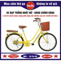 xe đạp mini truyền thống nữ hãng Thống Nhất mã LD 24-02 - HÀNG CHÍNH HÃNG  TẶNG THÊM 1 BƠM XE  LƯỚI CHẮN BÁNH SAU XE  - Vàng