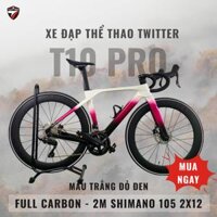 Xe đạp Road Twitter T10 Pro Max Shimano 105 Full Carbon màu trắng đỏ đen