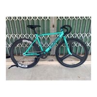 Xe Đạp Single Speed & Fixed Gear, Xanh Ngọc-Vành 6 Phân-3 Đao Trắng/Đen(Tặng Strap)