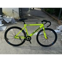 Xe Đạp Single Speed & Fixed Gear,Xanh Chuối-Vành 4 Phân Trắng/Đen(Tặng Strap)