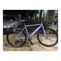Xe Đạp Single Speed & Fixed Gear, Tím-Vành 4 Phân Đen/Trắng (Tặng Strap)