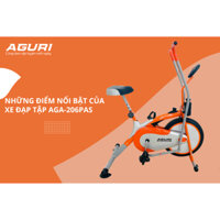 Xe đạp tập thể dục cho người già AGURI AGA 206 chính hãng, lựa chọn tặng kèm Lắc eo, Con lăn tập bụng, Dây ngũ sắc