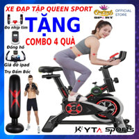 Xe đạp tập thể dục tập gym tại nhà Queen Sport x9 Tặng trụ đấm bốc má phanh đo nhịp tim đồng hồ