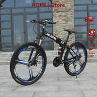 Xe đạp thể thao địa hình gấp gọn Land Rover bánh 24inch khung thép phanh đĩa cơ học 7 cấp độ kết hợp giảm sóc