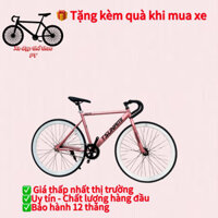 Xe Đạp Thể Thao Fix Gear & Single Tsunami Màu Hồng Đồng, Vành 4 Phân( Tặng Kèm Strap Và Đồ Lắp)