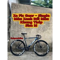 Xe Đạp Thể Thao Fix Gear Và Single Tsunami Xanh Đổi Màu Bản Khung Thép Kèm Phanh Tay Và Sên Đậu  (Kèm Dây Strap, Đồ Lắp)