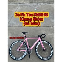 Xe Đạp Thể Thao Fix Gear Tsunami SMN100 Màu Hồng Phấn, Khung Nhôm, Đĩa Legend 46T (Kèm Dây Strap Và Đồ Lắp)