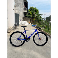 Xe đạp thể thao Fixed Gear & Single Speed màu xanh vành đen   (tặng kèm strap và đồ lắp)