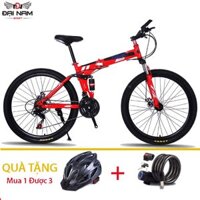 Xe Đạp Thể Thao Gấp Gọn FS Bike NS-001 Vành 26inch 24 Tốc Độ Nhập Khẩu Đại Nam Sport Tặng Mũ Bảo Hiểm,Khóa Chống Trộm Và Chắn Bùn - đỏ